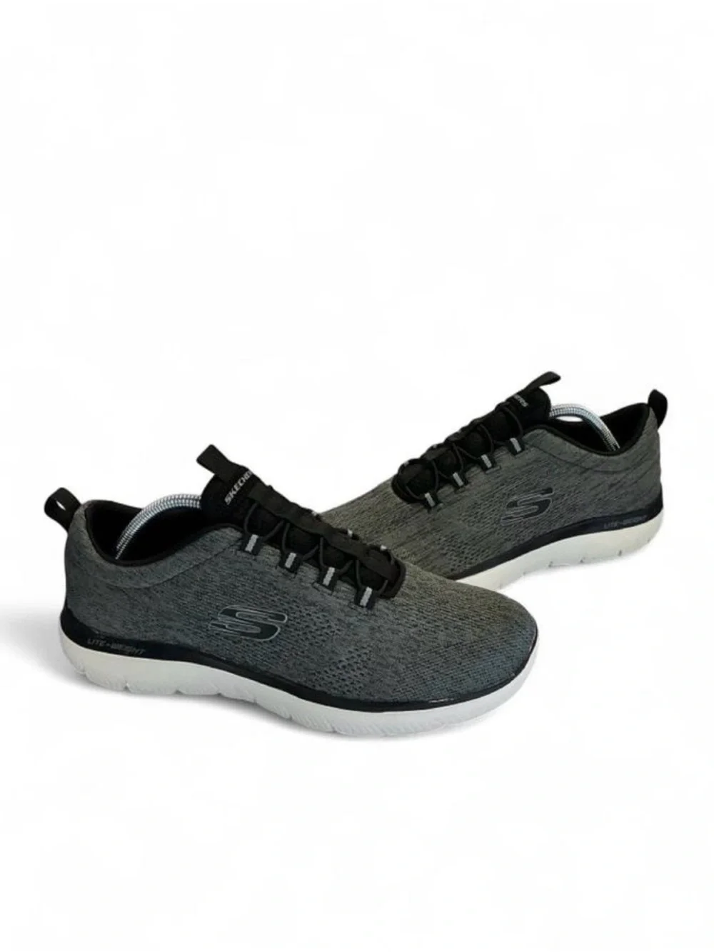 Skechers Lite-Weight Gray Knit Sneakers